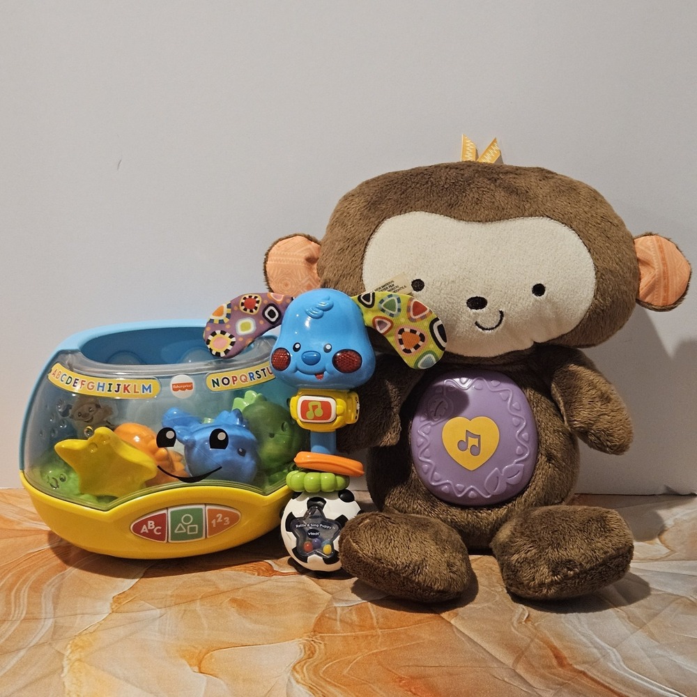 Fisher Price VTech Baby Toy Bundle Musical Sensory Plush Monkey Lot 3